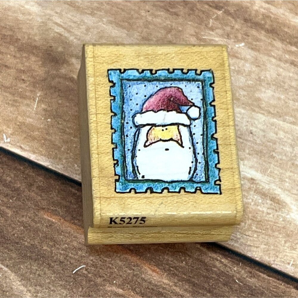 RARE 1998 STAMPINGTON & CO SANTA STAMP K5275 WOOD MOUNTED RUBBER BY KAREN FOSTER